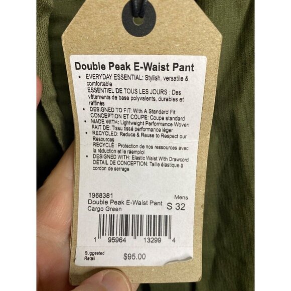 Men's PrAna Double Peak E-Waist Pants Small 32” inseam Cargo Green stretch - Picture 4 of 6